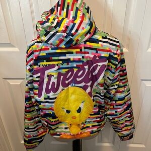 Members Only size L Tweety Multicolor Graphic Hooded Jacket